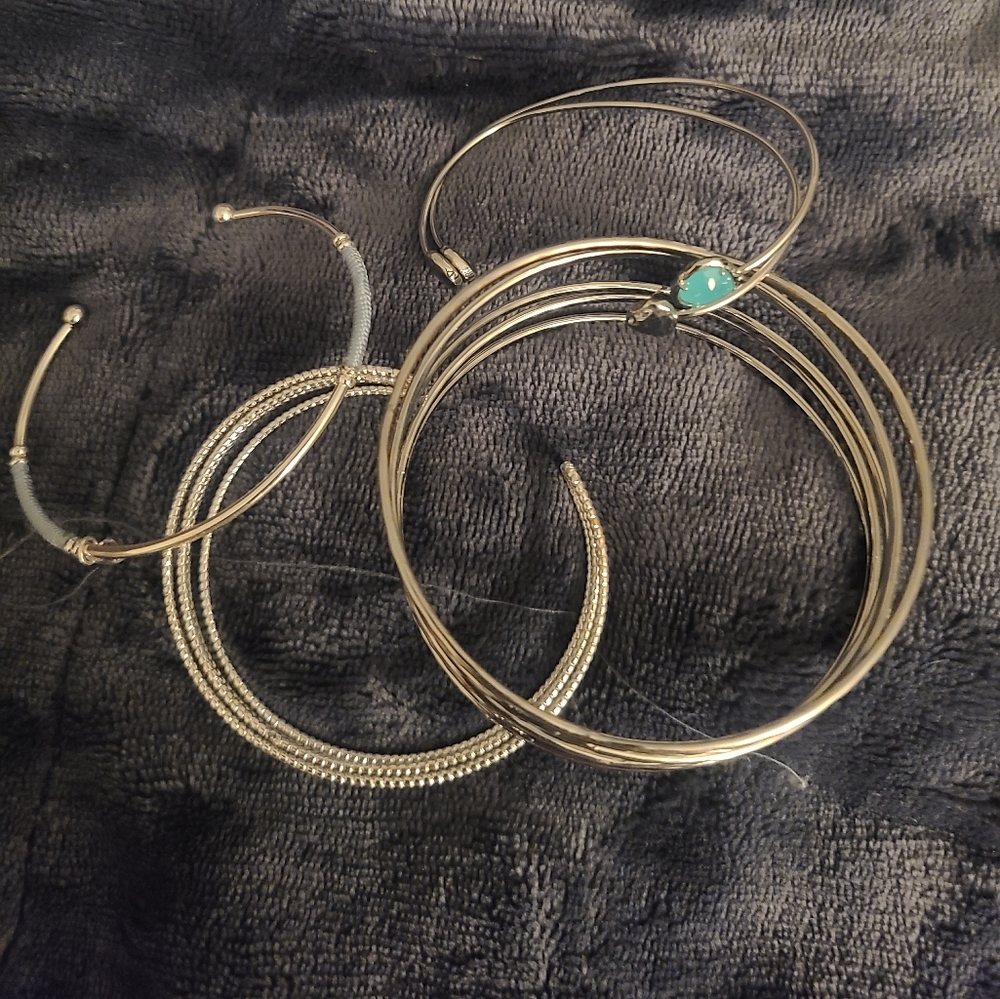 Bundle of silver bracelets